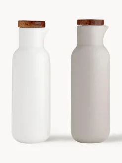 ladelle Aceitera y vinagrera de porcelana y madera de acacia Essentials, 2 uds.