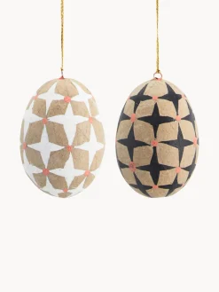 Madam Stoltz Adornos de Pascua para colgar artesanales de papel maché Ostereier, 2 uds.^ Jarrones|Decoración