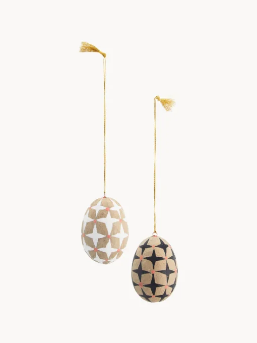Madam Stoltz Adornos de Pascua para colgar artesanales de papel maché Ostereier, 2 uds.^ Jarrones|Decoración