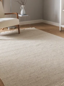 benuta Alfombra artesanal de lana con flecos Lars