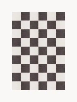 Layered Alfombra artesanal de yute de pelo corto Chess Flatweave