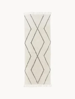 Westwing Collection Alfombra corredor artesanal de algodón con diseño de rombos y flecos Bina
