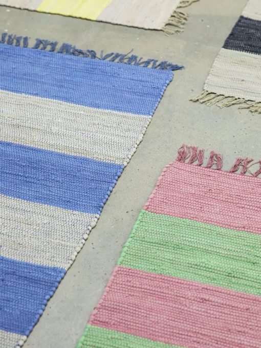 Bongusta Alfombra corredor artesanal de pelo corto con borlas Chindi, tamaños diferentes
