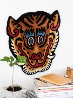 Bongusta Alfombra de lana artesanal Tiger Face