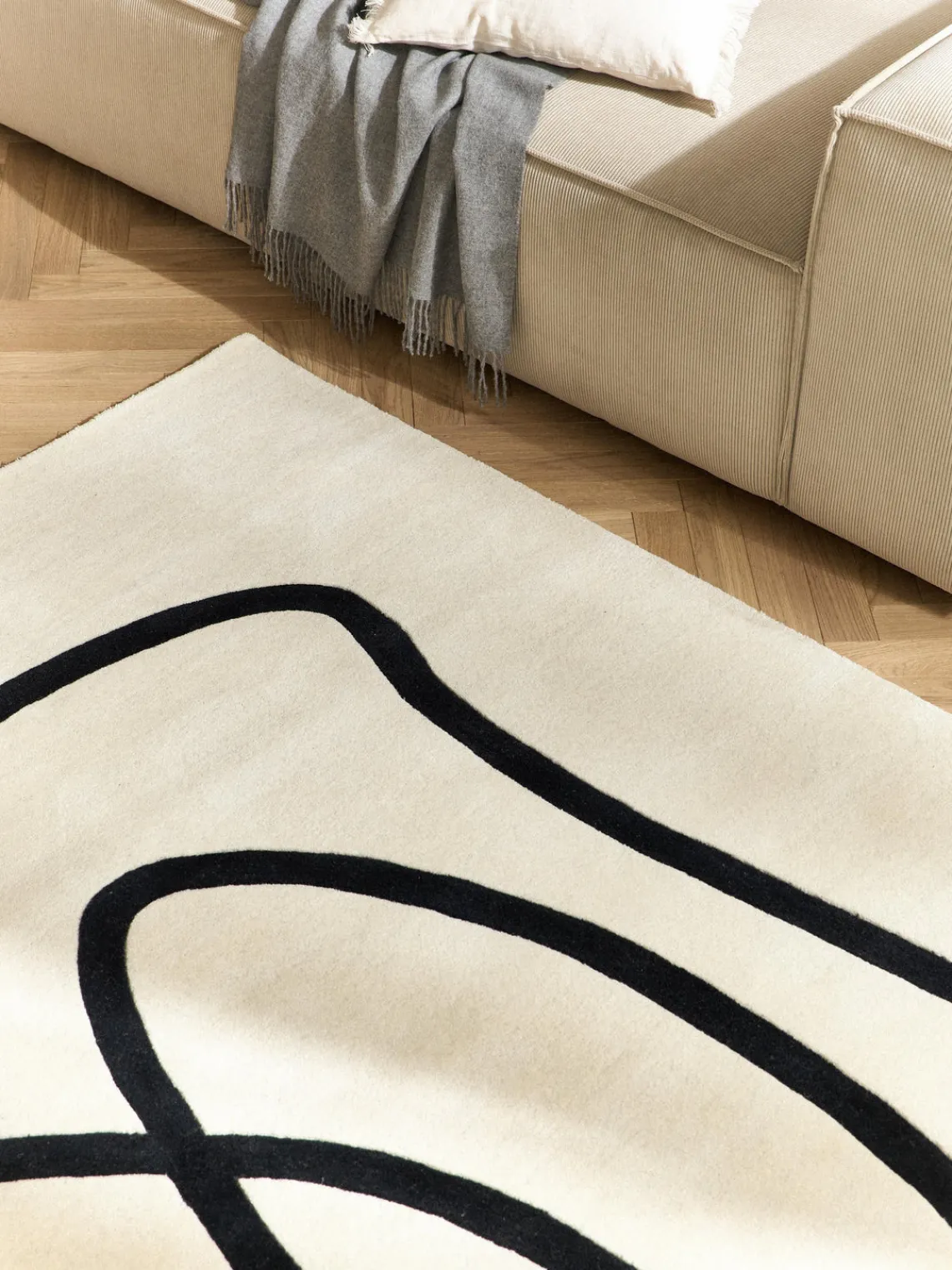 Westwing Collection Alfrombra artesanal de lana Line^ Rectangular|Alfombras Rectangulares