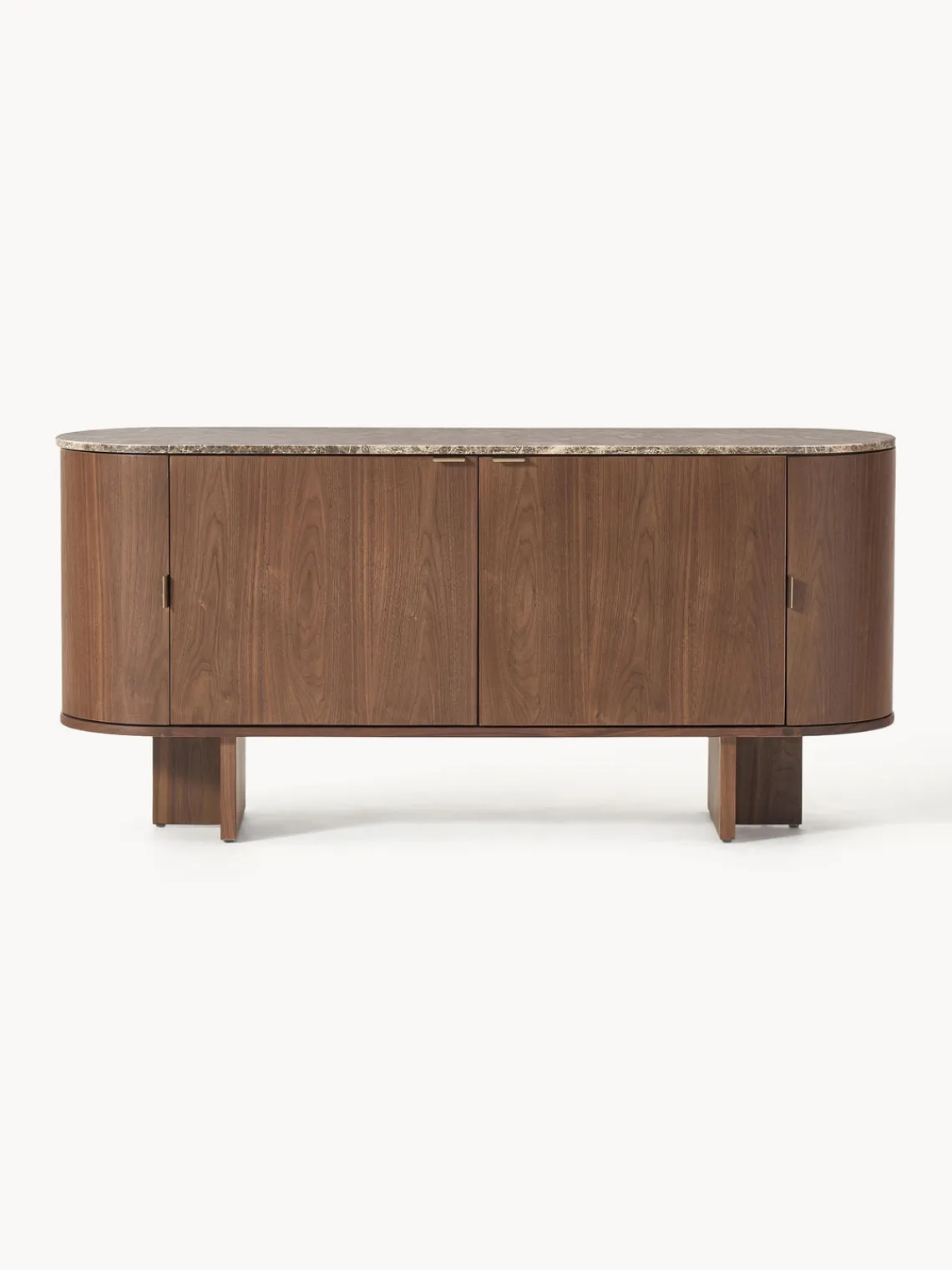 Westwing Collection Aparador de madera con esquinas redondeadas y tablero de mármol Zumi