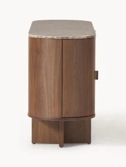 Westwing Collection Aparador de madera con esquinas redondeadas y tablero de mármol Zumi