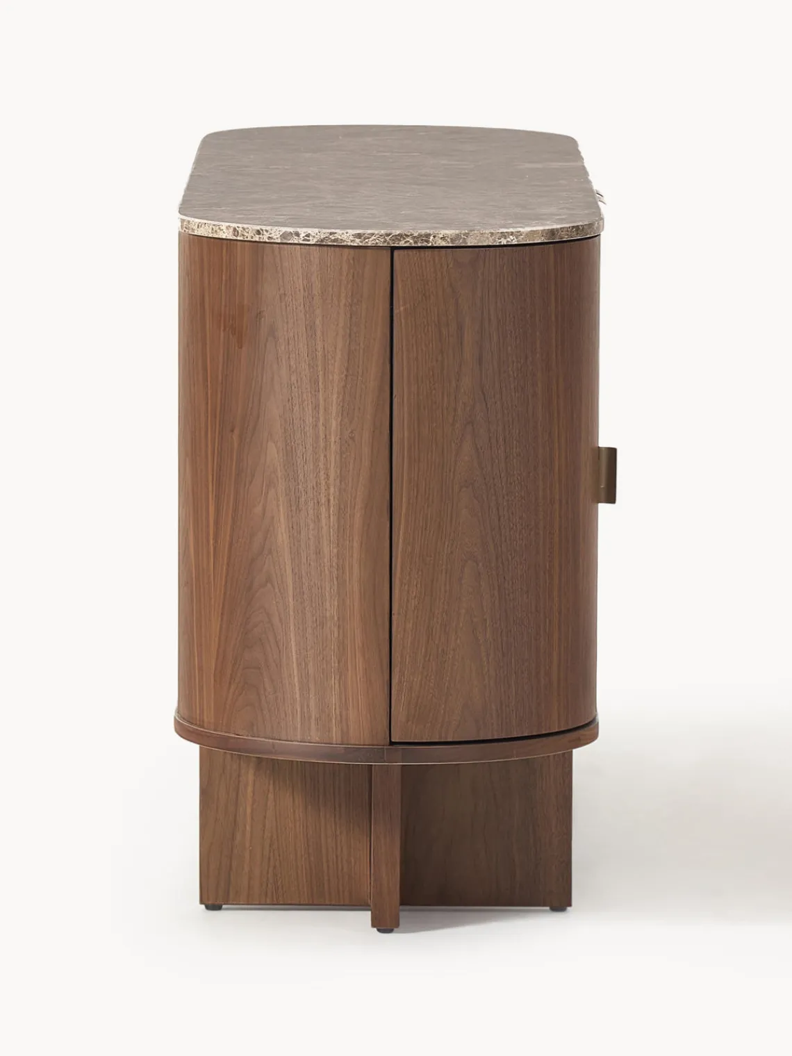 Westwing Collection Aparador de madera con esquinas redondeadas y tablero de mármol Zumi