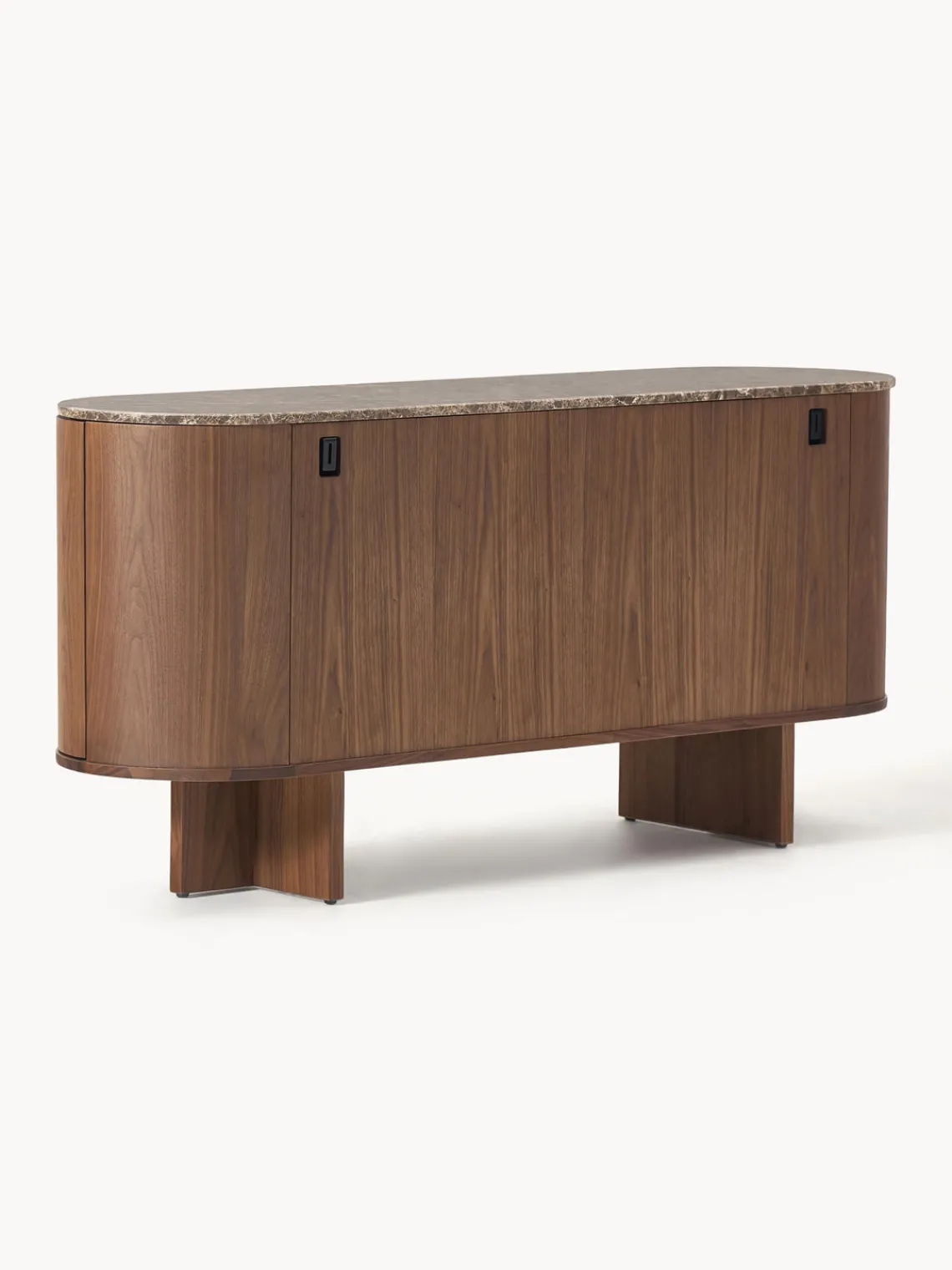 Westwing Collection Aparador de madera con esquinas redondeadas y tablero de mármol Zumi