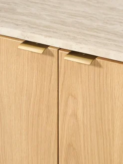 Westwing Collection Aparador de madera con esquinas redondeadas y tablero de travertino Zumi^ Aparadores