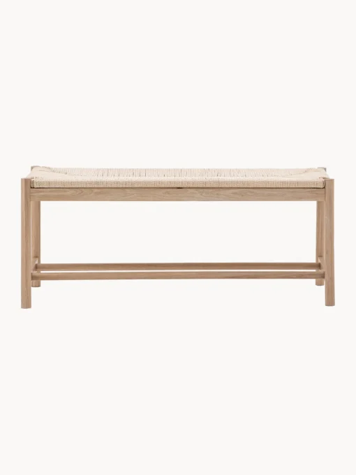 Banco artesanal de madera de roble y mimbre Eton^ Bancos|Bancos