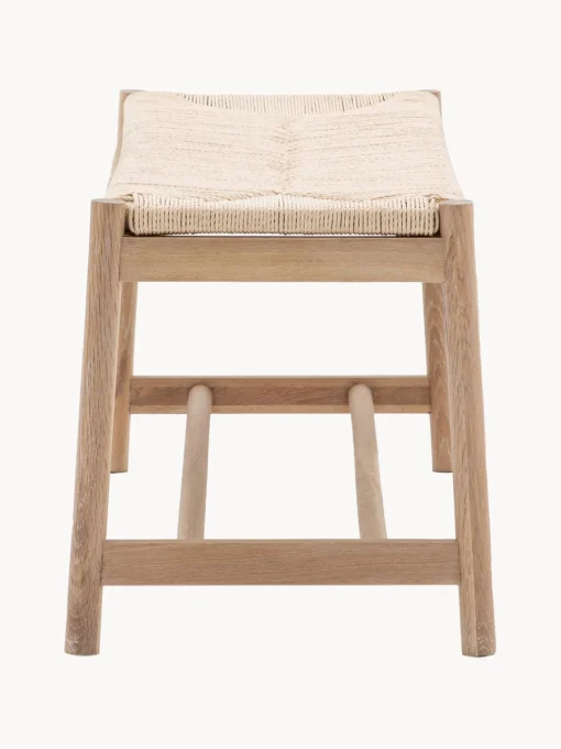 Banco artesanal de madera de roble y mimbre Eton^ Bancos|Bancos