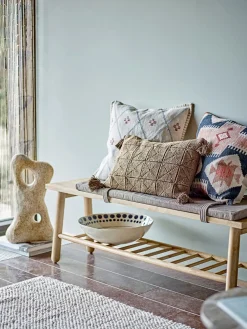 Bloomingville Banco de madera de caucho Linde
