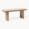 Westwing Collection Banco de madera de roble con cojín de asiento Chandler
