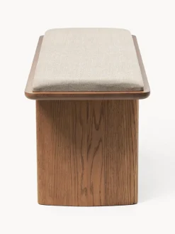 Westwing Collection Banco de madera de roble con cojín de asiento Chandler