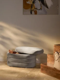 Westwing Collection Banco pequeño tapizado en terciopelo con espacio de almacenamiento Alto