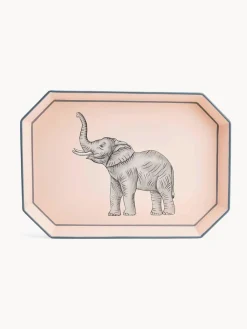 Les Ottomans Bandeja decorativa pintada a mano con motivo de elefante Fauna