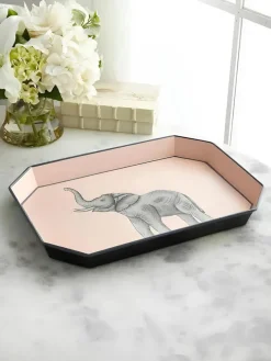 Les Ottomans Bandeja decorativa pintada a mano con motivo de elefante Fauna