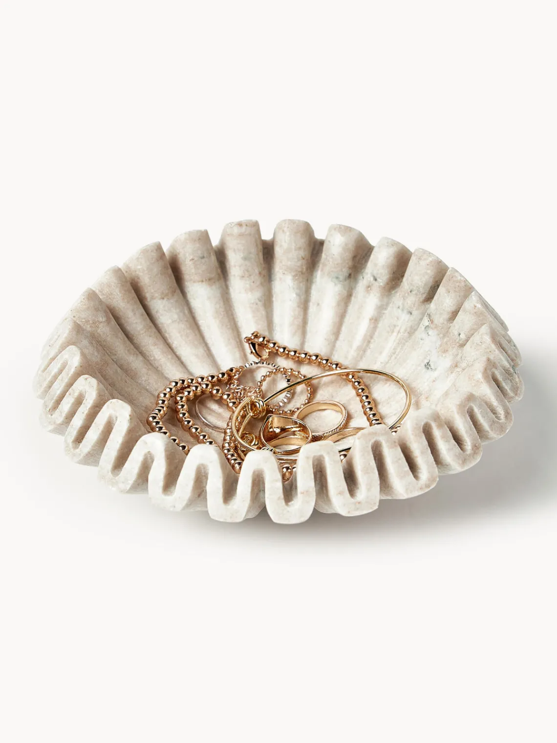 Westwing Collection Bol decorativo artesanal de mármol Santorini, Ø 18 cm