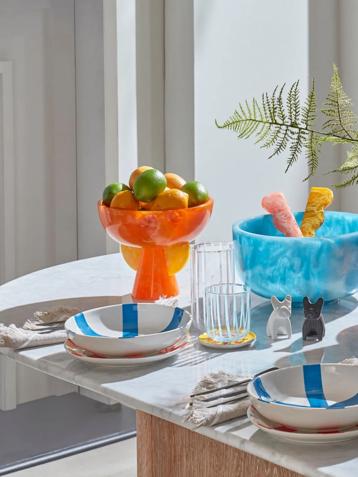 Jonathan Adler Bol decorativo artesanal en look mármol Como^ Jarrones|Cuencos Decorativos