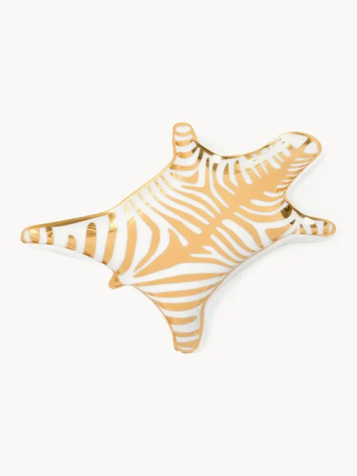 Jonathan Adler Bol decorativo de porcelana con oro Zebra