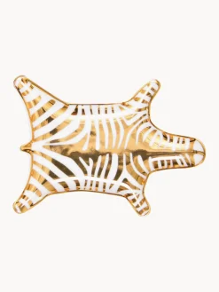 Jonathan Adler Bol decorativo de porcelana con oro Zebra