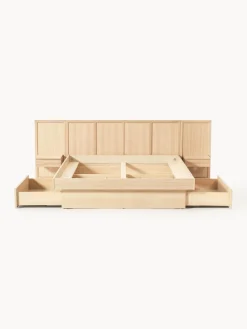 Westwing Collection Cama con mesitas de noche y cabecero de madera Nanto