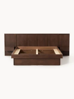Westwing Collection Cama con mesitas de noche y cabecero de madera Nanto