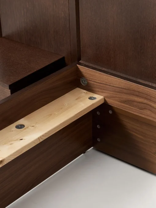 Westwing Collection Cama con mesitas de noche y cabecero de madera Nanto