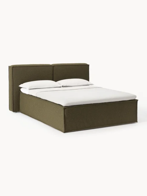 Westwing Collection Cama continental en tejido bouclé Lennon