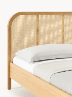 Westwing Collection Cama de madera con cabecero en tejido vienés Jones