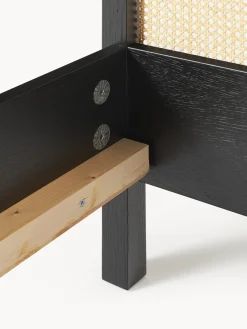 Westwing Collection Cama de madera con cabecero en tejido vienés Jones