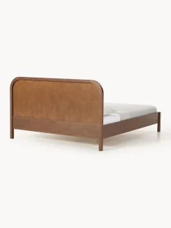 Westwing Collection Cama de madera con cabecero en tejido bouclé Jones