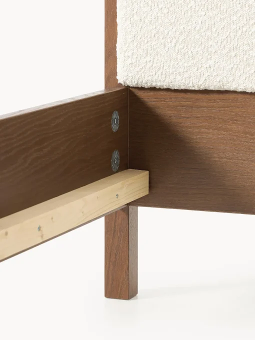 Westwing Collection Cama de madera con cabecero en tejido bouclé Jones
