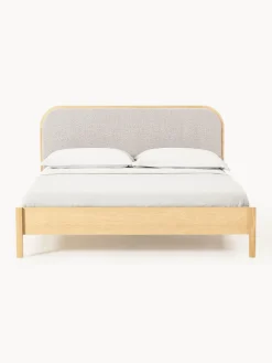 Westwing Collection Cama de madera con cabecero en tejido bouclé Jones