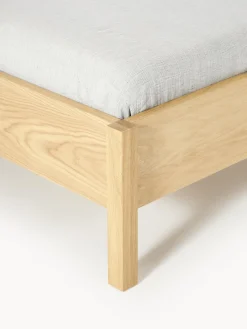 Westwing Collection Cama de madera con cabecero en tejido bouclé Jones