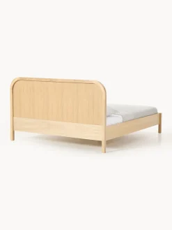 Westwing Collection Cama de madera con cabecero en tejido bouclé Jones