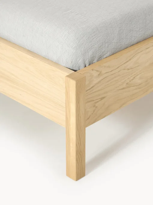 Westwing Collection Cama de madera con cabecero en tejido bouclé Jones