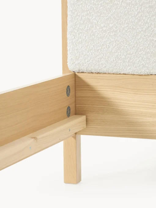 Westwing Collection Cama de madera con cabecero en tejido bouclé Jones