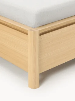 Westwing Collection Cama de madera con cabecero tapizado y cajones Santiago