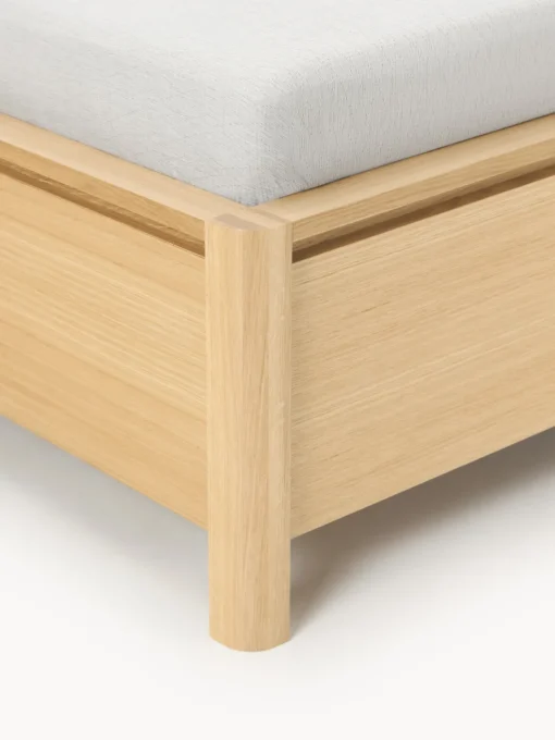 Westwing Collection Cama de madera con cabecero tapizado y cajones Santiago