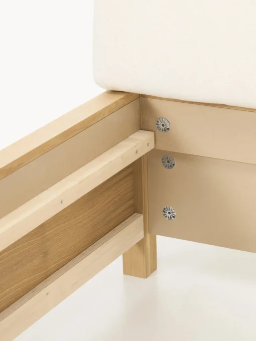 Westwing Collection Cama de madera con cabecero tapizado y cajones Santiago