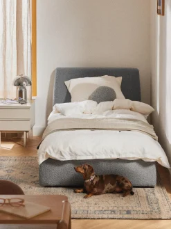 Westwing Collection Cama individual en tejido bouclé con espacio de almacenamiento Cloud