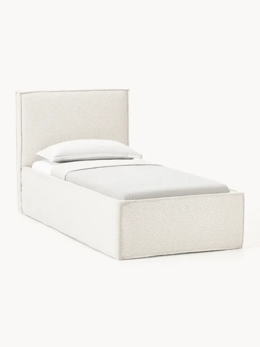 Westwing Collection Cama individual tapizada en tejido bouclé con espacio de almacenamiento Dream
