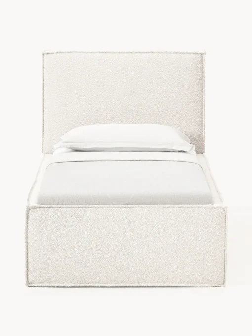 Westwing Collection Cama individual tapizada en tejido bouclé con espacio de almacenamiento Dream