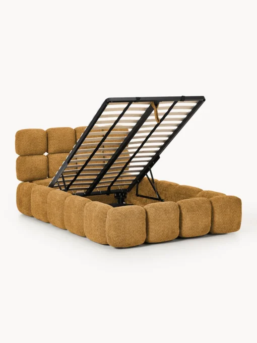 Westwing Collection Cama individual tapizada en borreguillo bouclé con espacio de almacenamiento Tayla