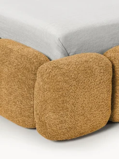 Westwing Collection Cama individual tapizada en borreguillo bouclé con espacio de almacenamiento Tayla
