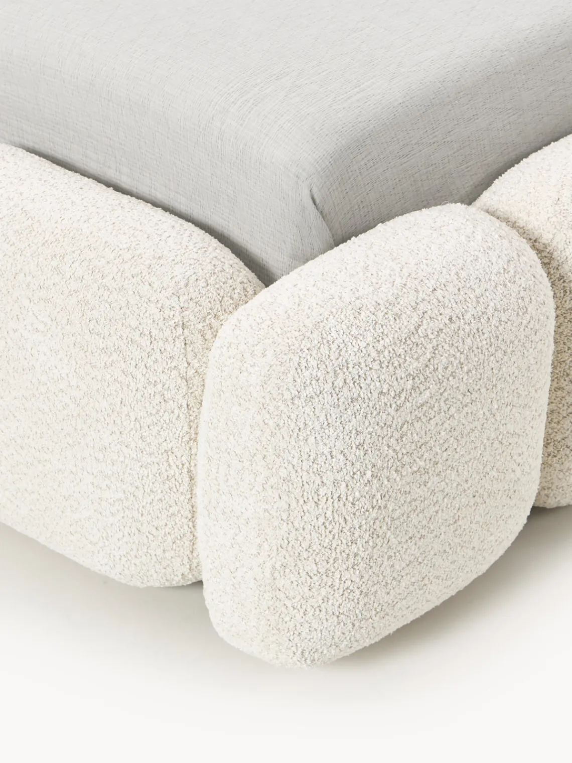 Westwing Collection Cama individual tapizada en borreguillo bouclé Tayla^ Camas Individuales|Camas Tapizadas