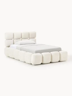 Westwing Collection Cama individual tapizada en borreguillo bouclé con espacio de almacenamiento Tayla^ Camas Individuales|Camas Tapizadas
