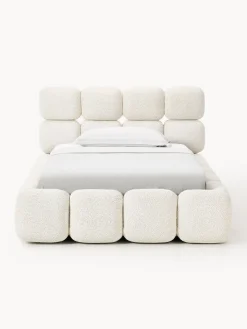 Westwing Collection Cama individual tapizada en borreguillo bouclé con espacio de almacenamiento Tayla^ Camas Individuales|Camas Tapizadas